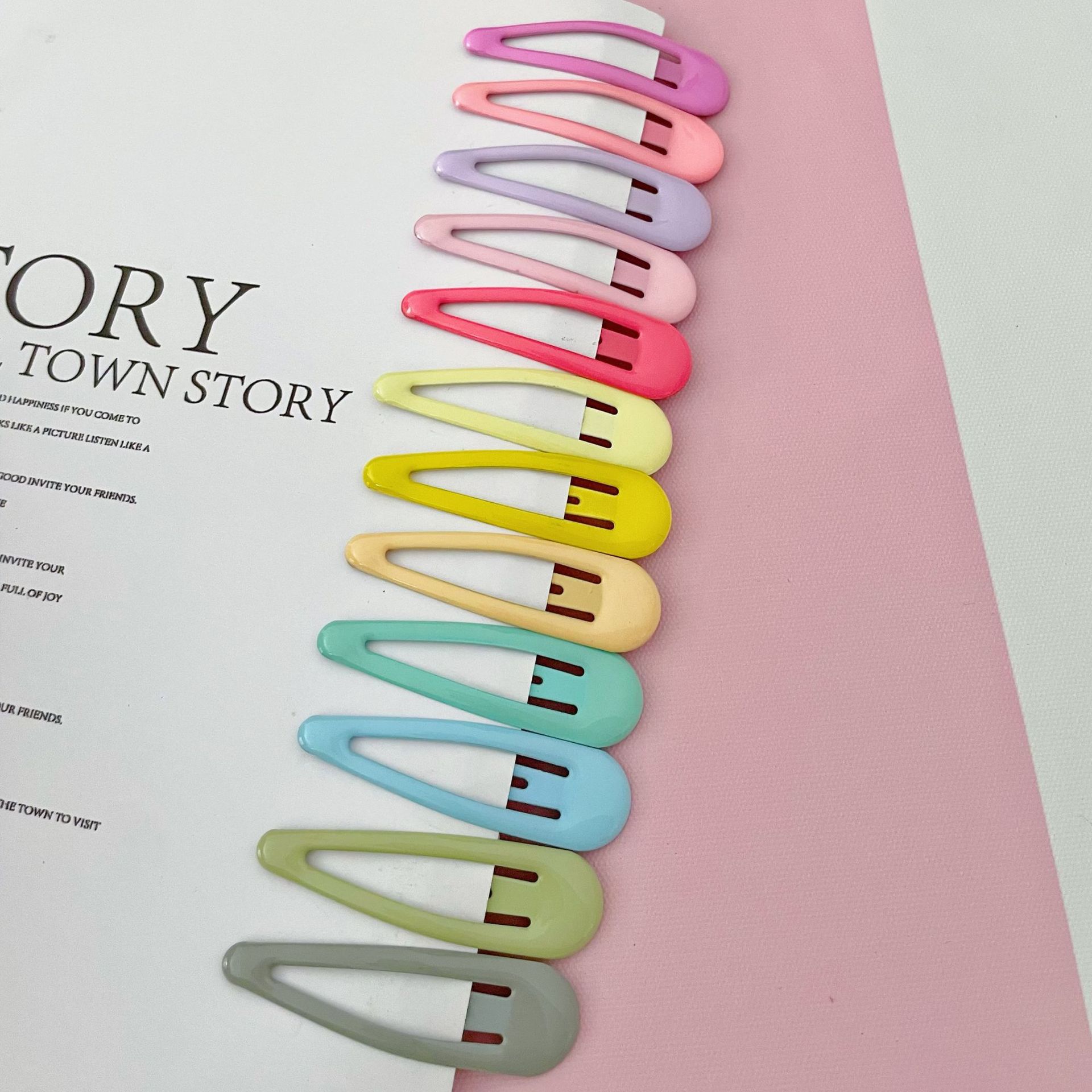 Baby Kids Hair Accessories Clip Glue Girlmesh Ribbon Dripping and Plastic Spraying Children Barrettes Maternity BB Clip Color Droplet Shape Candy