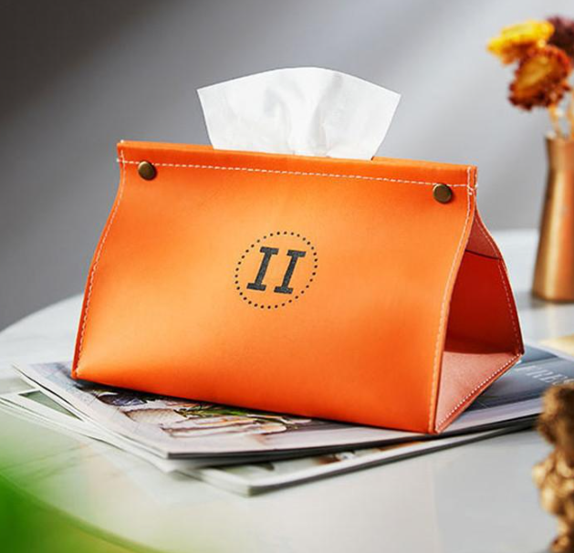 Classic Tissue Boxes Casual Home Table Decoration Napkins Holder Orange Tissues Box Toilet Paper Dispenser Car Deco Napkin Case