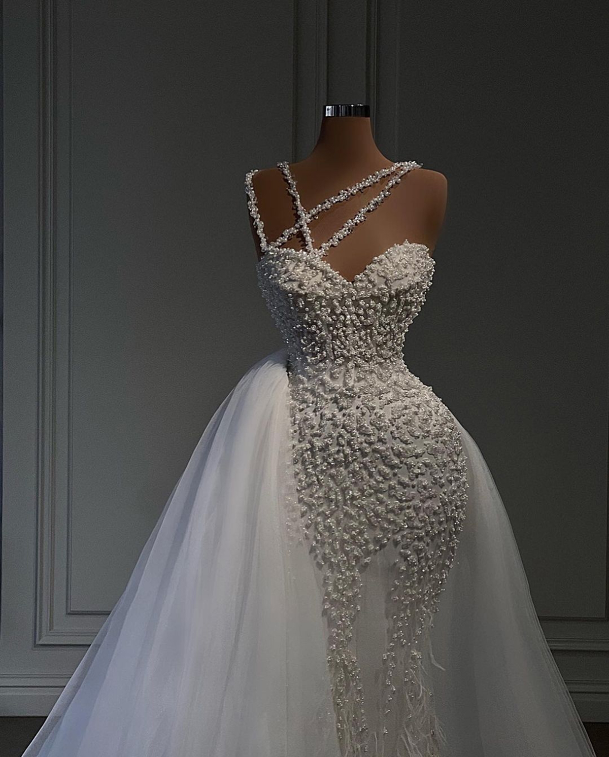 Beads Mermaid Arabic Wedding Dresses Tailored Feather D Ral Bridal Gowns Vestidos De Novia Lz0304