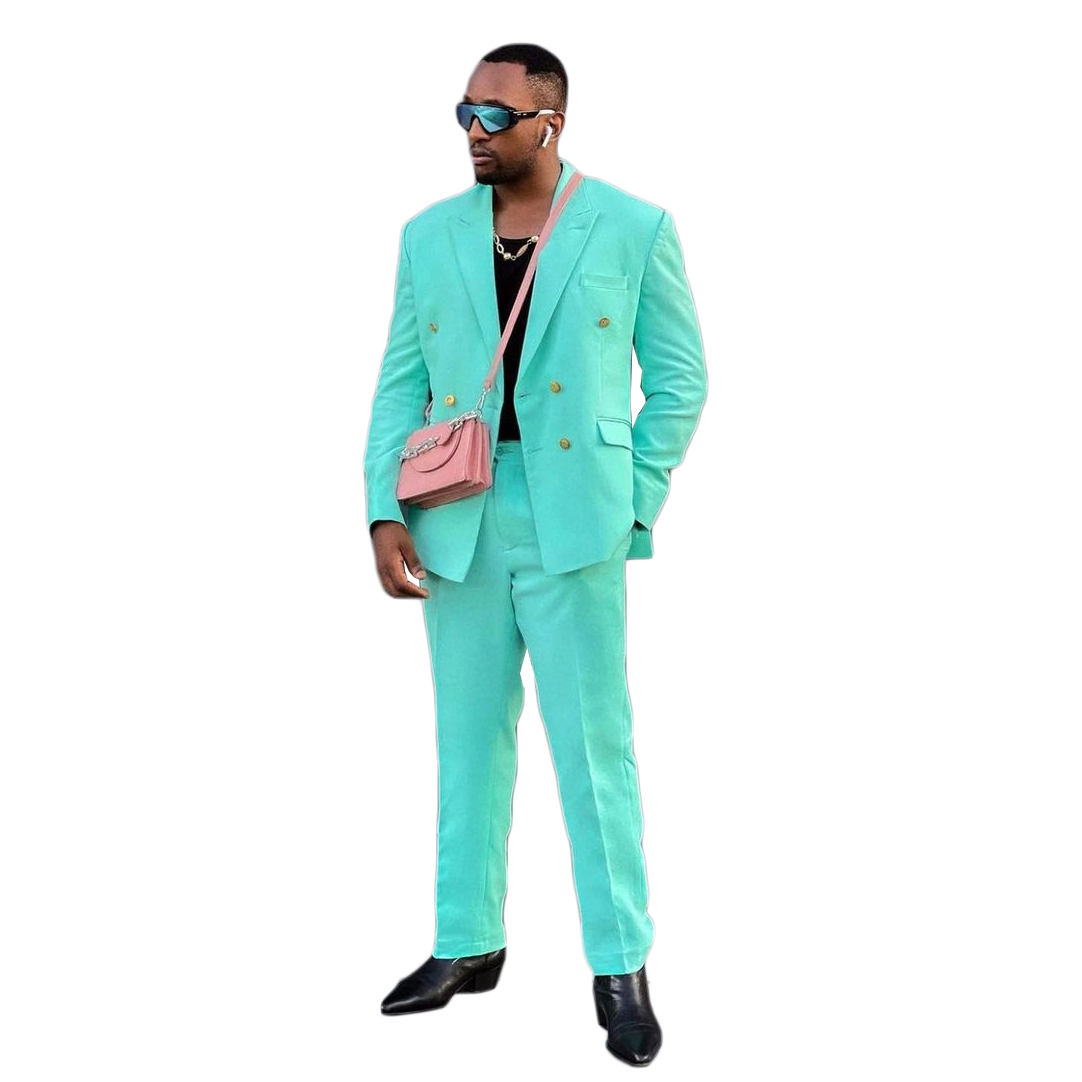 Summer Mint Green Mens Tuxedos Double Breasted Tailored Groom Party Prom Coat Business Wear Outfit 2 Pieces