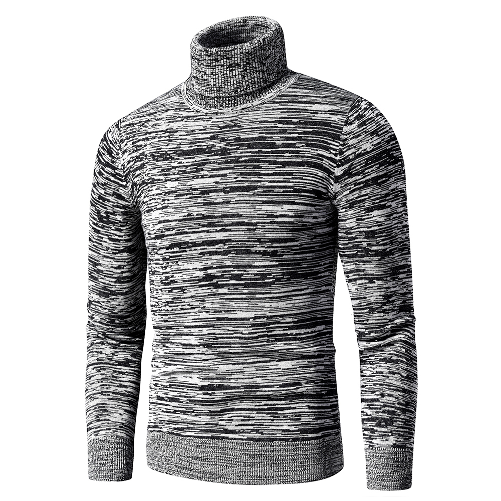 Men's Sweaters TFU Men Autumn Casual Mixed Color Cotton Fleece Turtleneck Sweater Pullovers Men Winter Fashion Warm Thick Sweater Men 230302