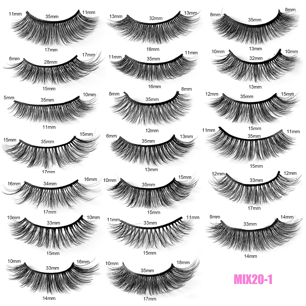 False Eyelashes Fluffy Lashes Natural Long Lashes Wispy Volume Thick Crossed Soft Curly Fake Lash 20 Pairs Pack