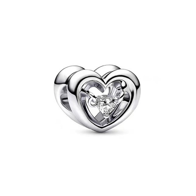 The New Popular 925 Sterling Silver Two Color Key Sliding Heart Suspension Charm Is Suitable For Bracelet Necklace Necklace Girl Valentines Jewelry Gi