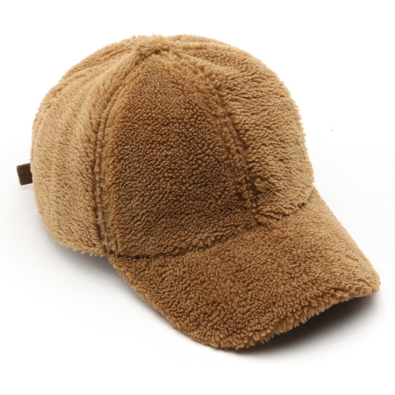 Ball Caps FS Stylish Spring Windproof Lamb Wool Baseball Cap For Men Thick Pink Brown Women Hats Solid Color Streetwear Trucker Hat Gorras 230302
