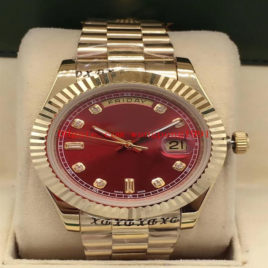 High Quality watch 41mm 18kt Gold Day-Date II red dial 228238 Sapphire Glass Mechanical Automatic Mens Watch Watches277h
High Quality watch 41mm 18kt Gold Day-Date II red dial 228238 Sapphire Glass Mechanical Automatic Mens Watch Watches277h