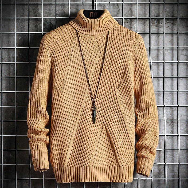 Men's Sweaters Winter High Neck Thick Warm Sweater Men Turtleneck Sweaters Slim Fit Pullover Men Knitwear Korean Style Male Double Collar 230302
