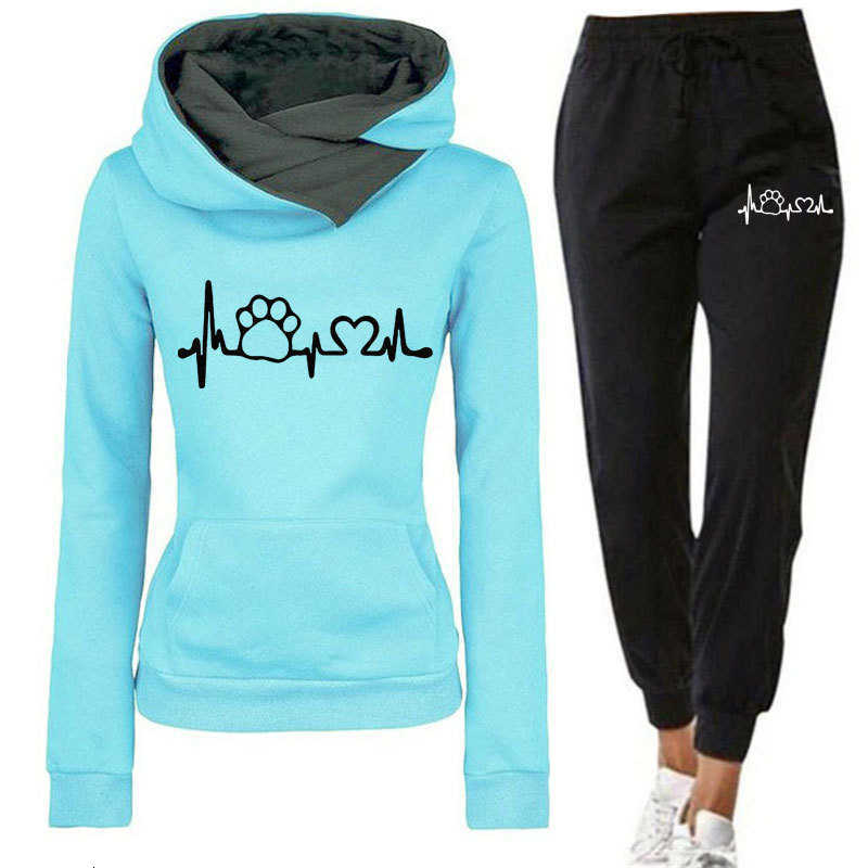 Image of Men&#039;s Clothing 2023 Spring Autumn and Winter New Heartbeat Rate Hooded Sweater Women&#039;s Leggings Set Sports Leisure Two-piece