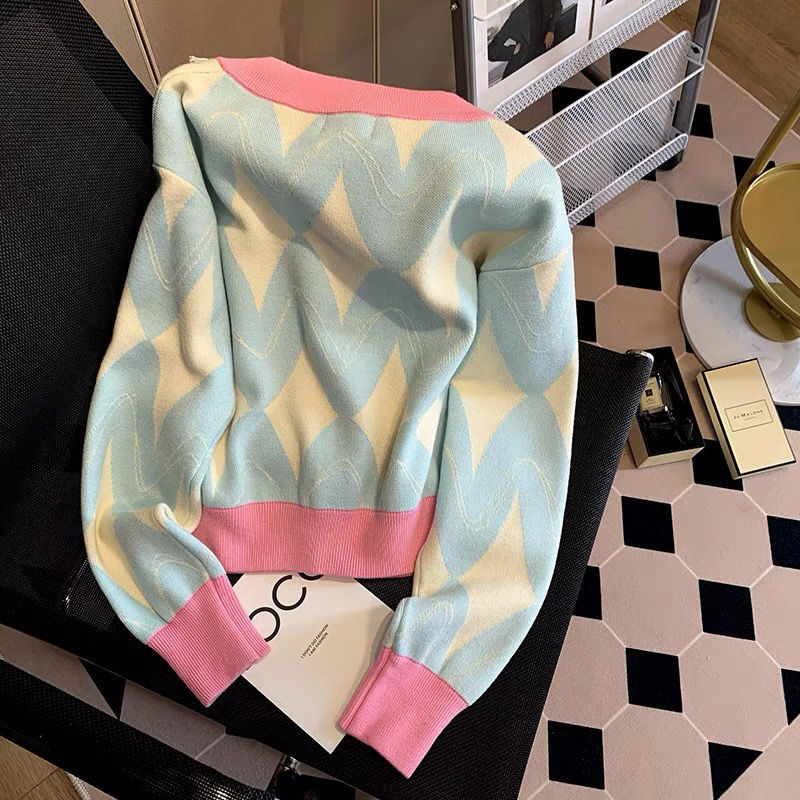 Women's Knits Tees Korean cardigans sweater high -level color diamond sweater women autumn and winter lazy wild sweet cardigan sweater female 230