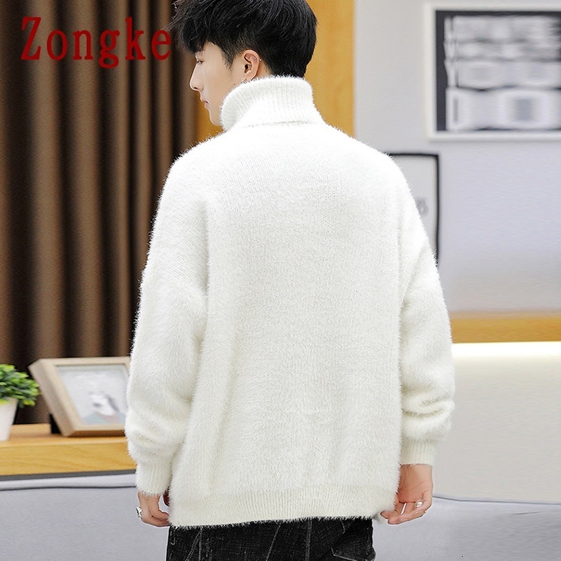 Men's Sweaters Zongke White Pullover Turtleneck Men Sweater Fashion Knitted Sweater Men Clothing M-2XL Spring Arrivals 230302