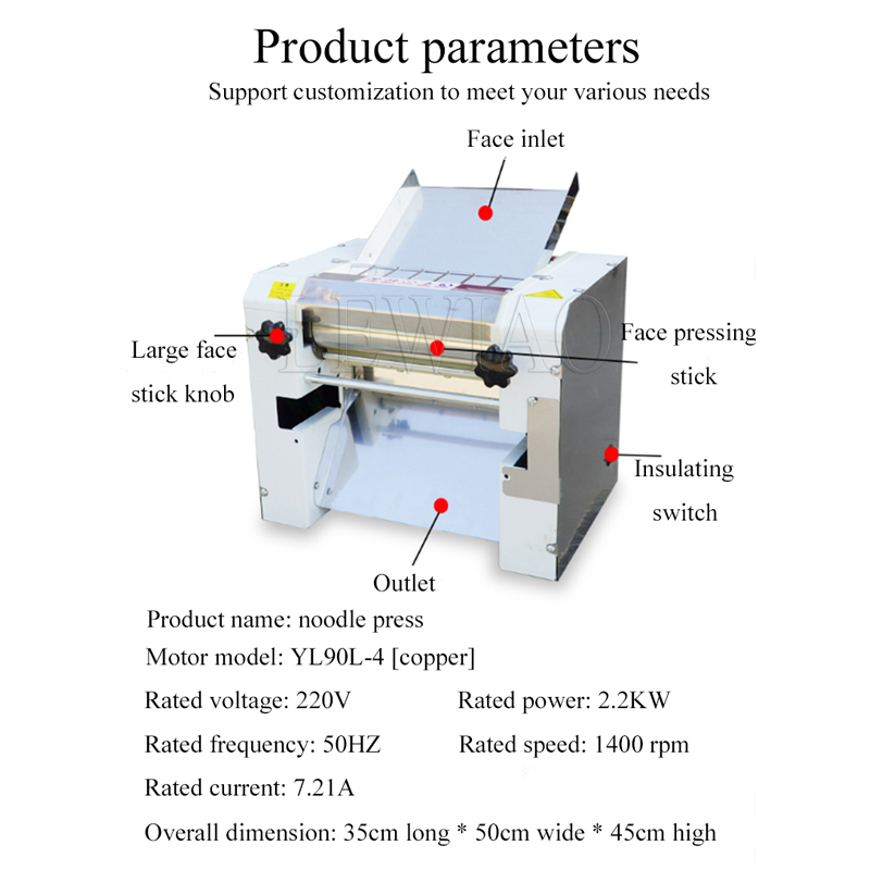 Electric Commercial Dough Sheeter Stainless Steel Dough Roller Automatic Dumpling Pasta Maker