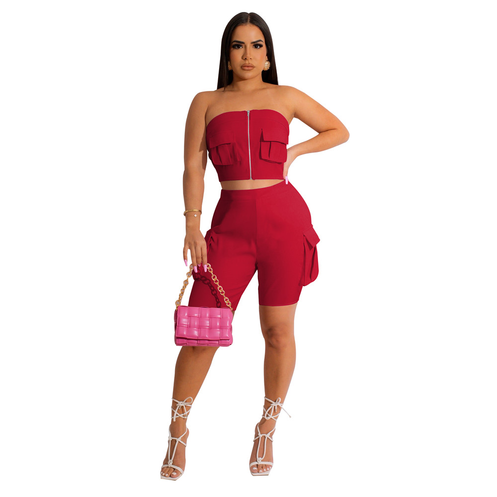 2023 Designer Summer Outfits Women Tracksuits Two Piece Sets Camouflage Sweatsuits Strapless Top and Cargo Short Pants Casual Sportswear Bulk Wholesal