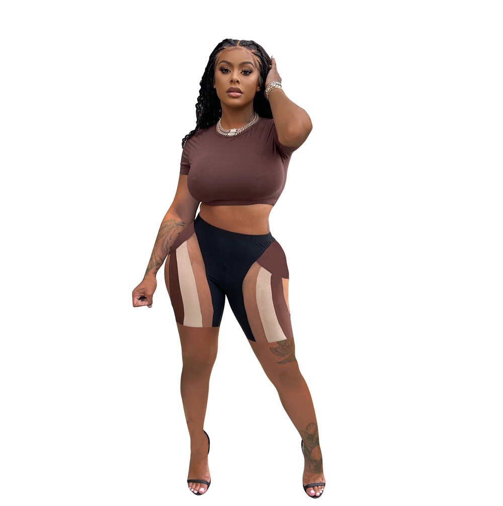 designer Wholesale Women Two Piece Sets Gym Skinny Womens Shorts and Crop Tops Casual Sporty Yogo Training Fitness Tracksuits 9392