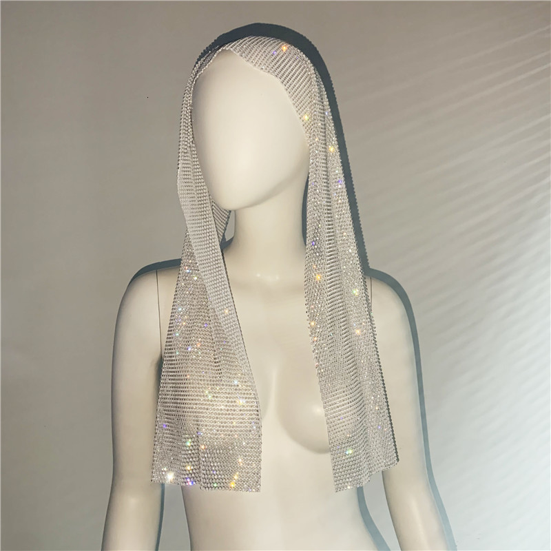 Bandanas Durag Fashion Women Bandana Hair Band Crystal Fishnet Headscarf Hip Hop Turban Hat Streetwear Muslim Scarf Accessories 230302