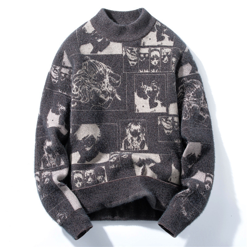 Men's Sweaters Sweater Men Anime Oversize Mens Jumper Long Sleeve Knit Pattern Harajuku Pullovers Male Clothes Gothic Clothing 230303