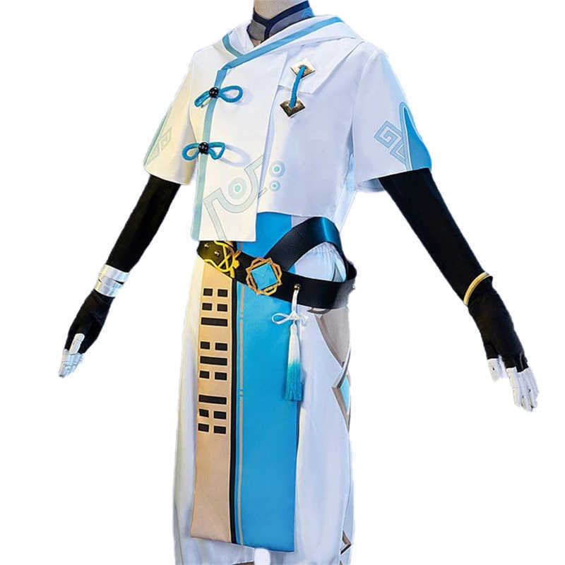 Anime Costumes Game Genshin Impact Cosplay Comes Anime Clothes Chongyun Uniform Halloween Come Suit Wig Party Fancy Dress For Men Women Z0301
