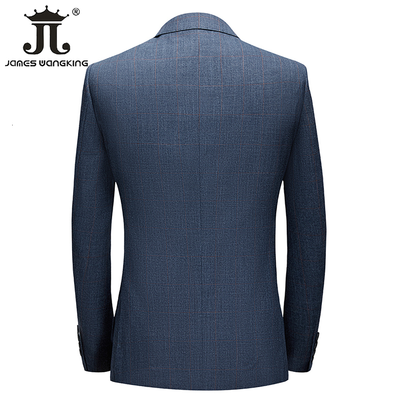 Men's Suits Blazers Jacket Vest Pants Men's Suits 3-Piece Groom Blue Plaid Wedding Dress Slim Fit Banquet Ball Social Tuxedo Formal Suit 230
