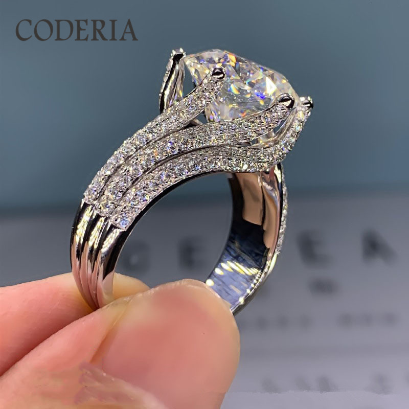Wedding Rings Real Mossanite D Color Classic 6 Claw 5 Carat 18K White Gold 925 Sterling Silver Full Diamond Marriage Woman Ring 230303