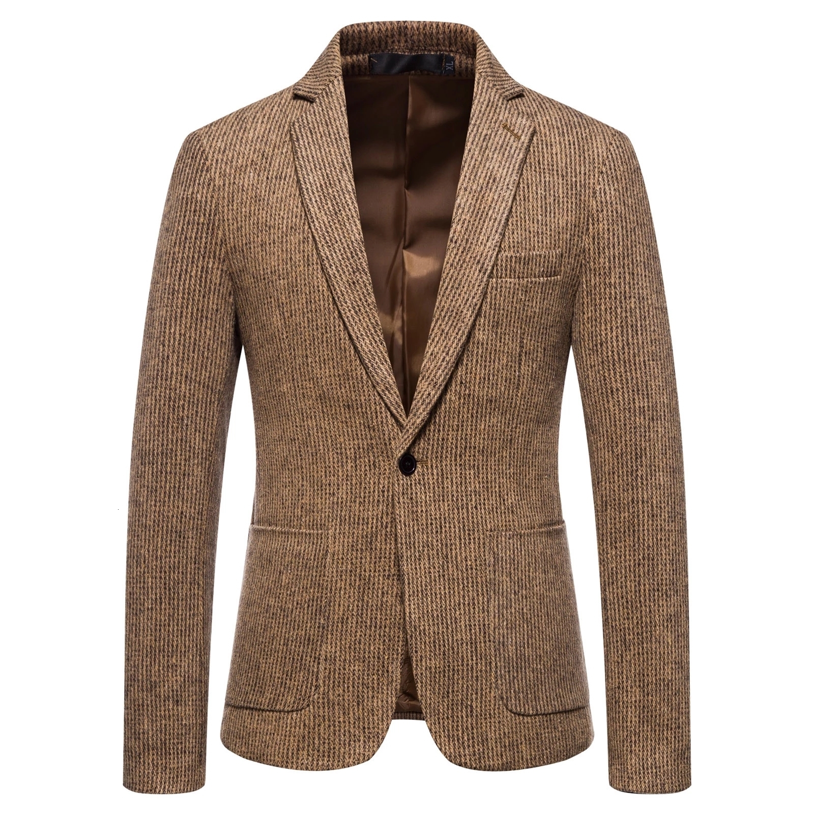 Men's Suits Blazers Men's Suit Blazer Brown Lapel Collar Wedding Wool Tweed Formal Casual Bussiness Jacket for Wedding Groomsmen Tuxedos 230