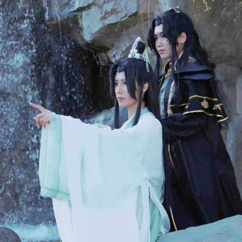 Anime Costumes Chinese Anime Novel The Scum Villain Self Shen Qingqiu Cosplay Unisex Hanfu Dress Women Anime Halloween Come Chinese Fan Wig Z0301
