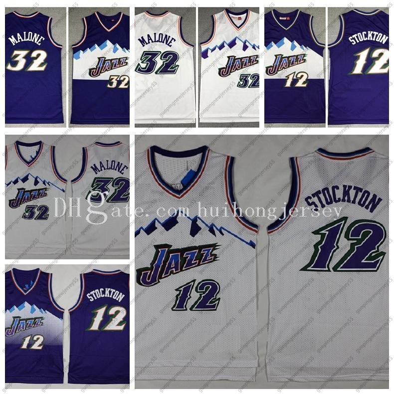 Image of Retro basketball Jersey John 12 Stockton Karl 32 Malone sitiched with logo Men high quality have patch