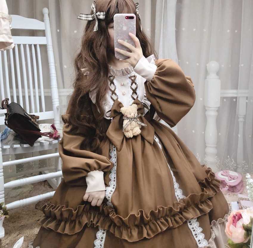 Tea Party Kitten's Sweet Printed Lolita Salopette Dress by Alice Girl Casual Dresses Z0303