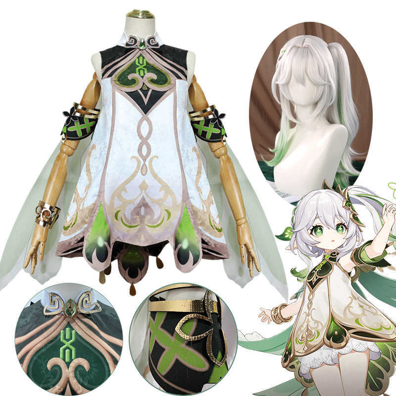 Anime Costumes Nahida Cosplay Genshin Impact Nahida Lesser Lord Kusanali Cosplay Come Girl Dresses Wig Suit Clothes Halloween Party Comes Z0301
