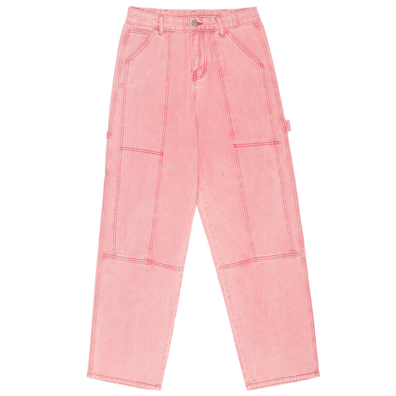 Women's Jeans Pink Jeans for Women Punk Hippie Streetwear Wide Leg Trouser Harajuku Academic Denim Pants Vintage Full Length Streetwear 230303