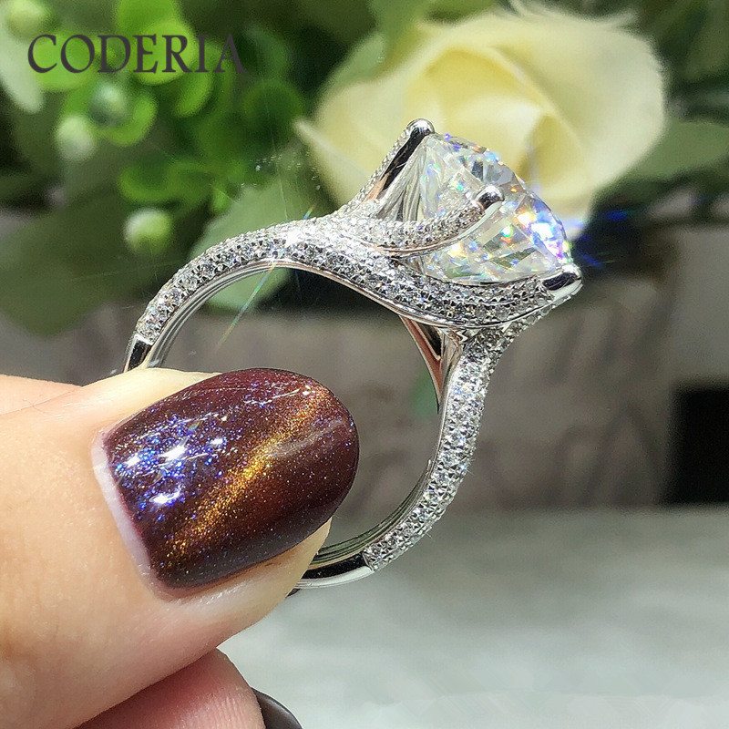 Wedding Rings Real Mossanite D Color Classic 6 Claw 5 Carat 18K White Gold 925 Sterling Silver Full Diamond Marriage Woman Ring 230303