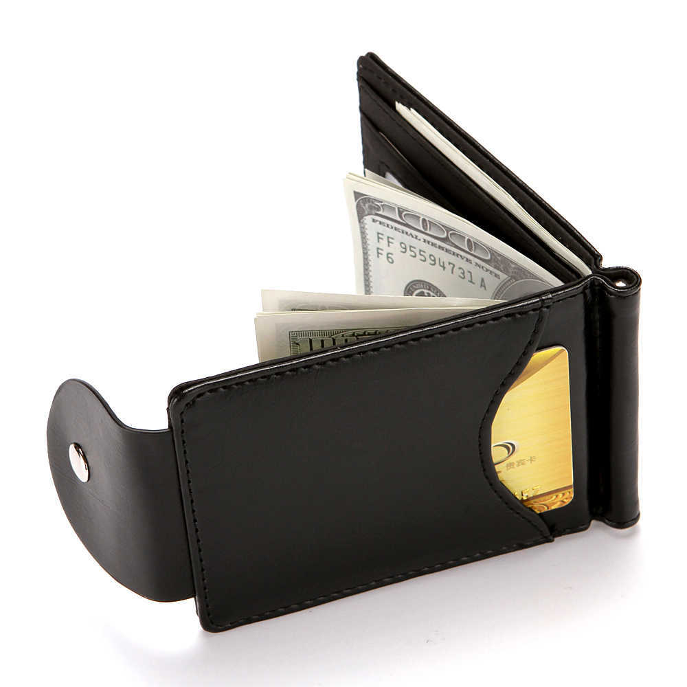 Wallets CUIKCA South Korea Style Money Clip Men Wallet Purse Ultrathin Slim Wallet Mini Hasp Leather Wallet Business ID Credit Card CaseL230303