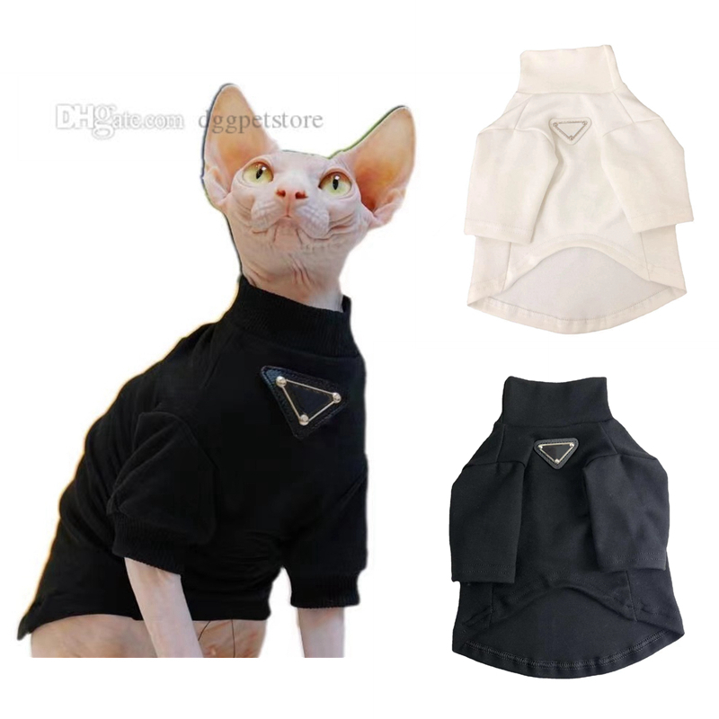 

Designer Dog T Shirts Brand Dog Apparel Puppy Pullover Hairless Cats T-Shirt Breathable Cat Wear Clothes Vest Shirts for Sphynx Cornish Rex Devon Rex Peterbald S A537, White