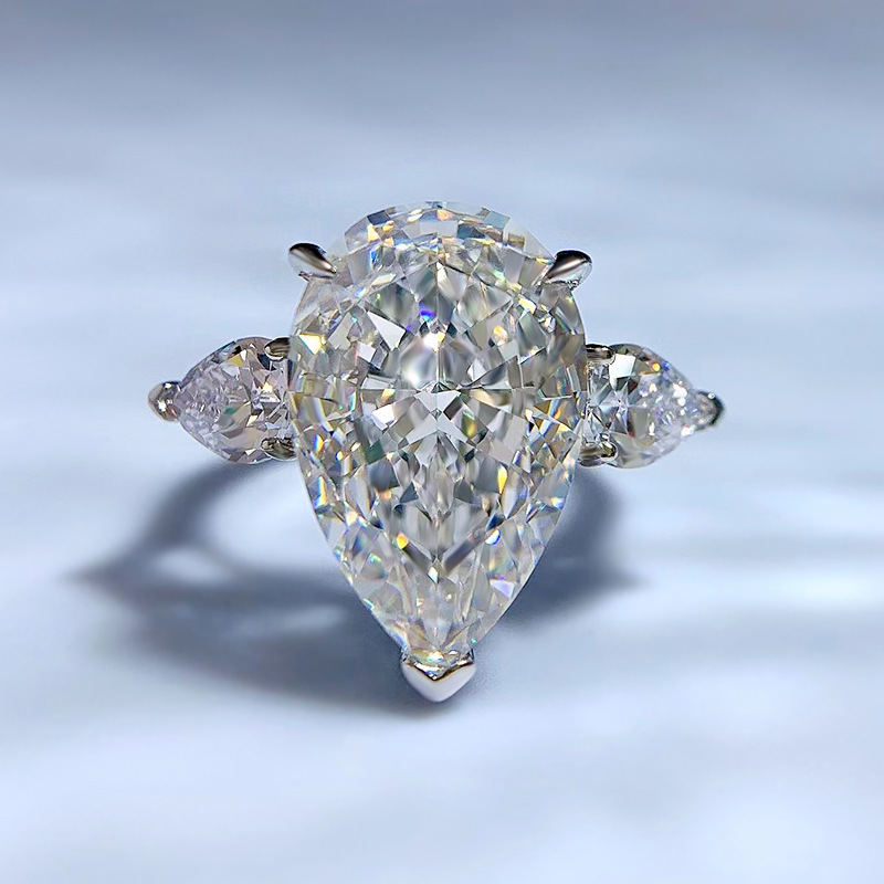 Charm Water Drop 5ct Diamond Ring 100% Real 925 sterling silver Party Wedding band Rings for Women Men Engagement Jewelry Gift