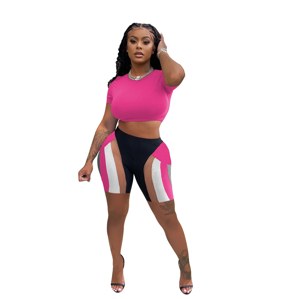 designer Wholesale Women Two Piece Sets Gym Skinny Womens Shorts and Crop Tops Casual Sporty Yogo Training Fitness Tracksuits 9392
