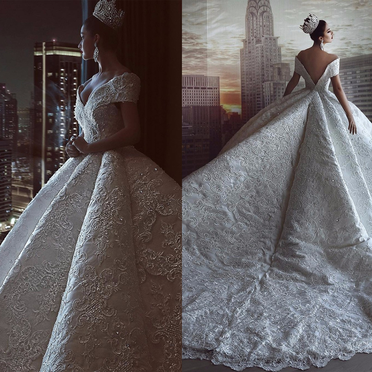 Glamorous Ball Gown Wedding Dresses V-neck Off the Shoulder Whole Body Applicant Beaded Backless Court Gown Custom Made Bridal Gown Vestidos De Novia, Champagne
Glamorous Ball Gown Wedding Dresses V-neck Off the Shoulder Whole Body Applicant Beaded Backless Court Gown Custom Made Bridal Gown Vestidos De Novia, Champagne