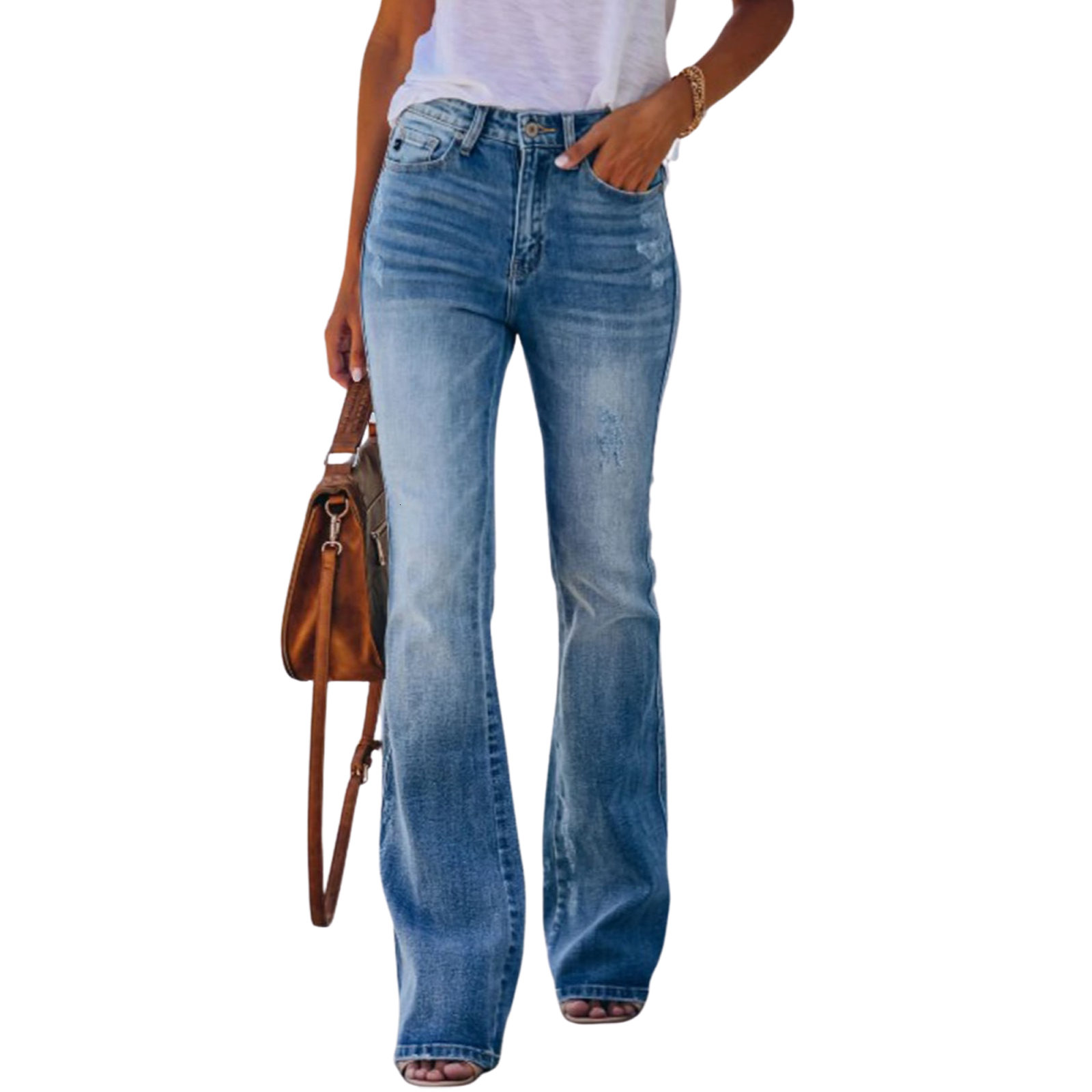 Women's Jeans Wild Women's Fashion Casual Fitting Jeans High Waist Stylish Stretch Flared Pants Trousers for Daily Dating Shopping 230303