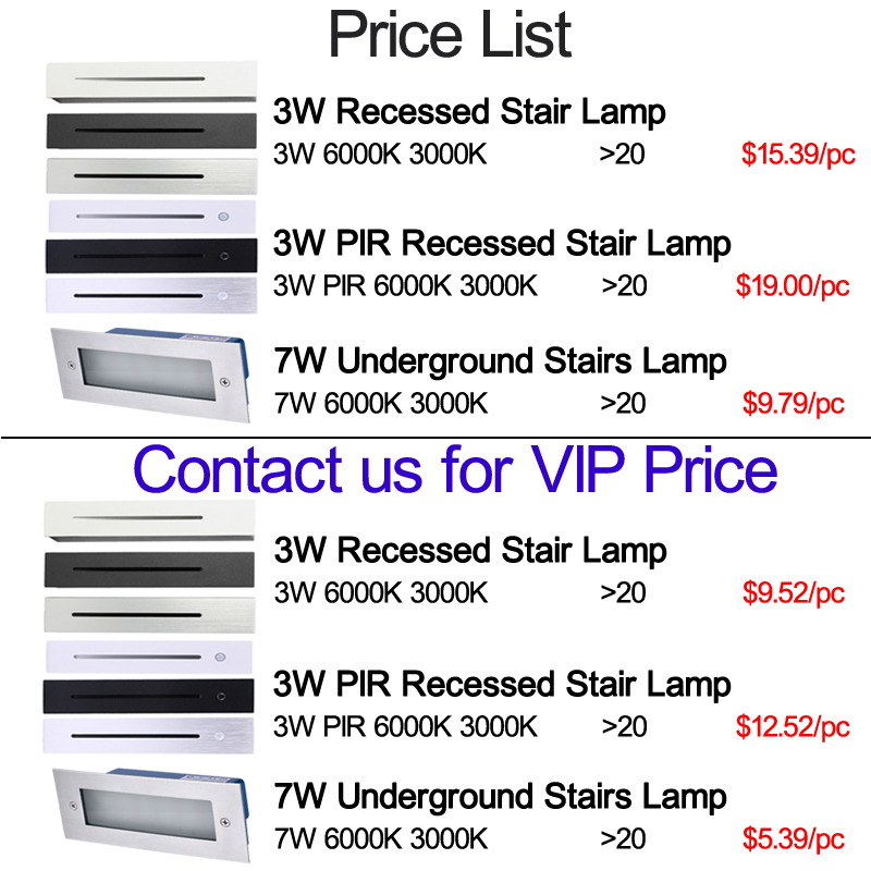 Recessed 3W LED Stair Light Rectangle staircase lamp AC85-265V Indoor leds wall Sconce lighting Stairs Step stairway Hallway staircases lamps USASTAR