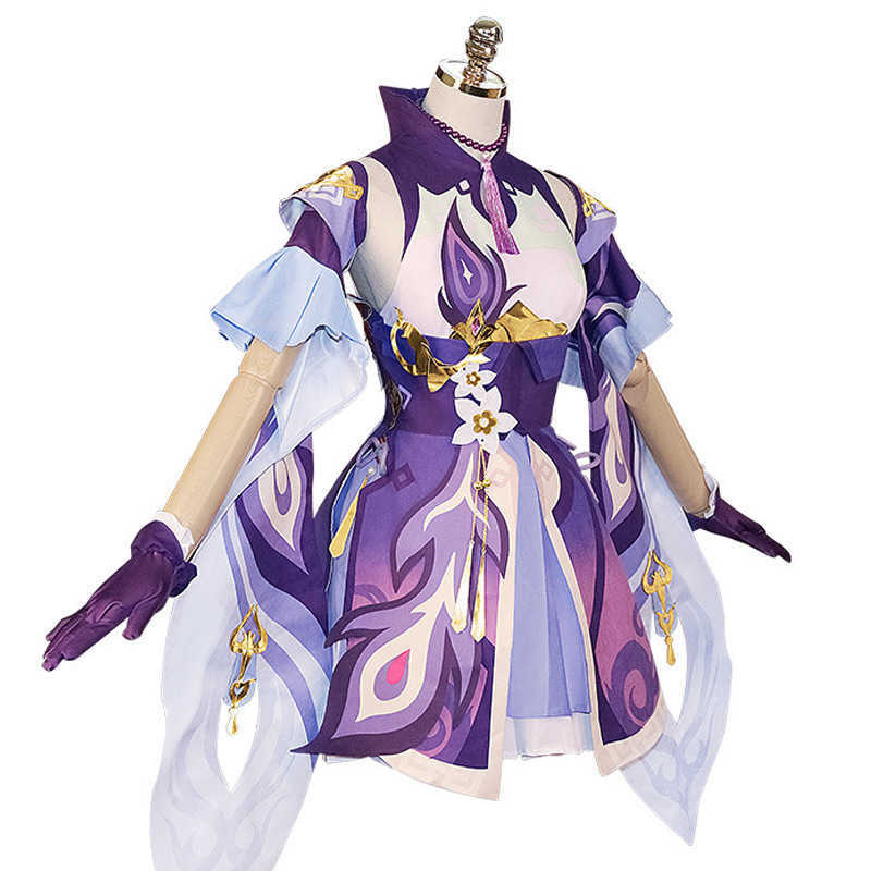 Anime Costumes Game Genshin Impact KeQing Cosplay Comes Halloween Come for Women Vestido Genshin Cosplay Anime Figure Dress Suit Wig Z0301