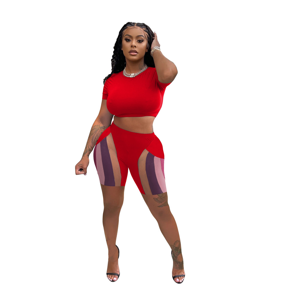 designer Wholesale Women Two Piece Sets Gym Skinny Womens Shorts and Crop Tops Casual Sporty Yogo Training Fitness Tracksuits 9392