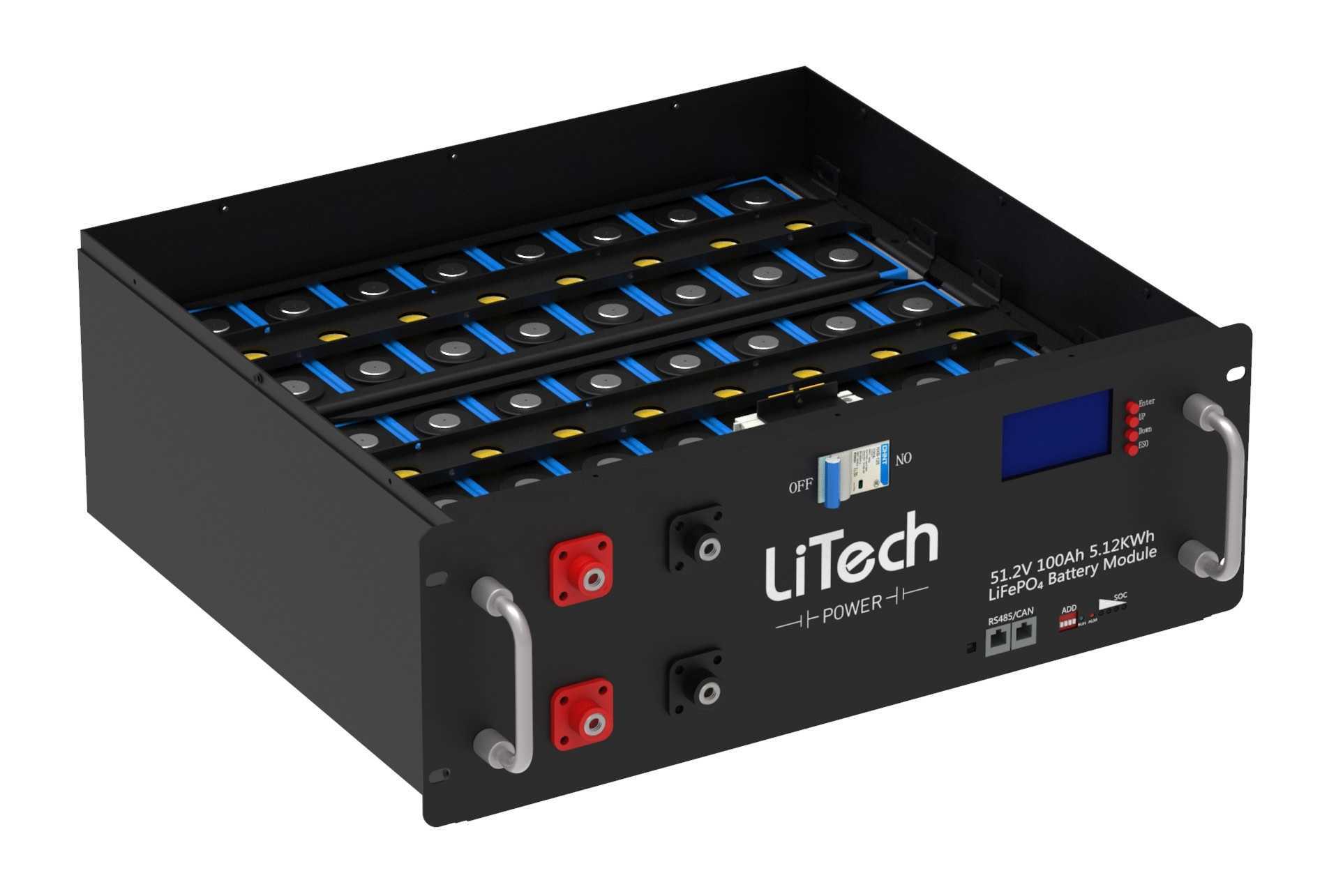 LiTech 48V 100Ah LiFePO4 Battery 51.2V 100Ah for Electric Home Energy Storage System