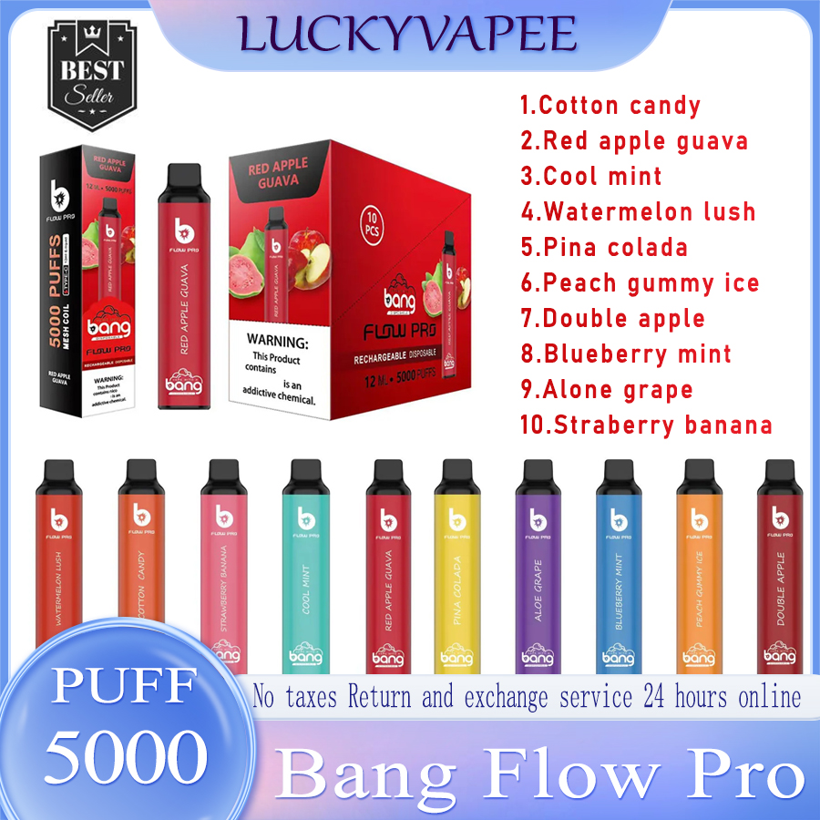100% Original Bang Flow Pro 5000 Puffs Disposable Vape Pen E Cigarette 850mAh Rechargeable Battery 12ml Cartridge Pods Vaporizer Max Filex Kit Portable Package
100% Original Bang Flow Pro 5000 Puffs Disposable Vape Pen E Cigarette 850mAh Rechargeable Battery 12ml Cartridge Pods Vaporizer Max Filex Kit Portable Package