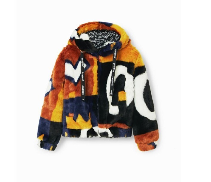Women's Jackets Spain single autumn and winter plush printed women's coat 230302