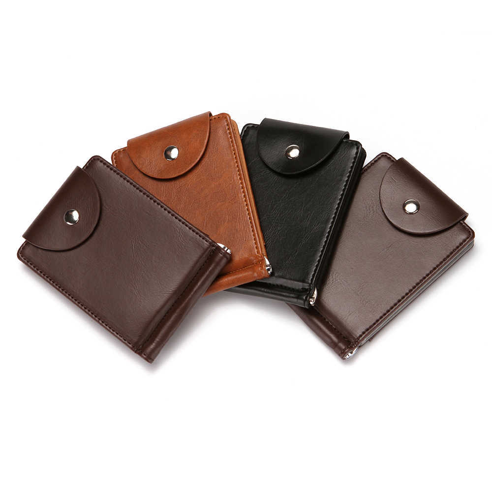 Wallets CUIKCA South Korea Style Money Clip Men Wallet Purse Ultrathin Slim Wallet Mini Hasp Leather Wallet Business ID Credit Card CaseL230303