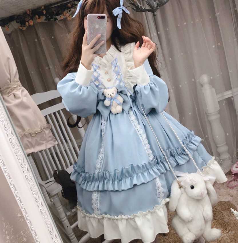 Tea Party Kitten's Sweet Printed Lolita Salopette Dress by Alice Girl Casual Dresses Z0303