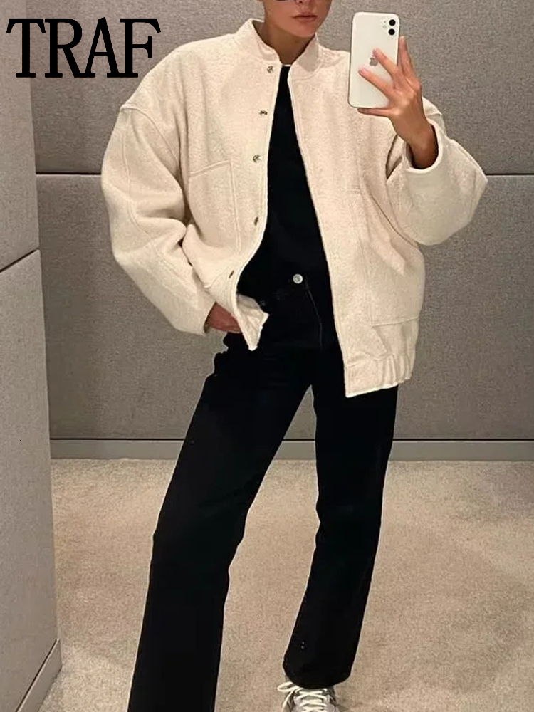 Women's Jackets TRAF 2023 Bomber In Outerwears Y2K Streetwear Tweed For Women Button Faux Wool And 230302, Beige
Women's Jackets TRAF 2023 Bomber In Outerwears Y2K Streetwear Tweed For Women Button Faux Wool And 230302, Beige