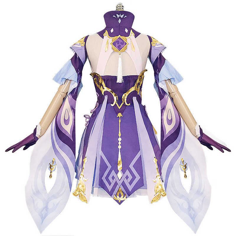 Anime Costumes Game Genshin Impact KeQing Cosplay Comes Halloween Come for Women Vestido Genshin Cosplay Anime Figure Dress Suit Wig Z0301