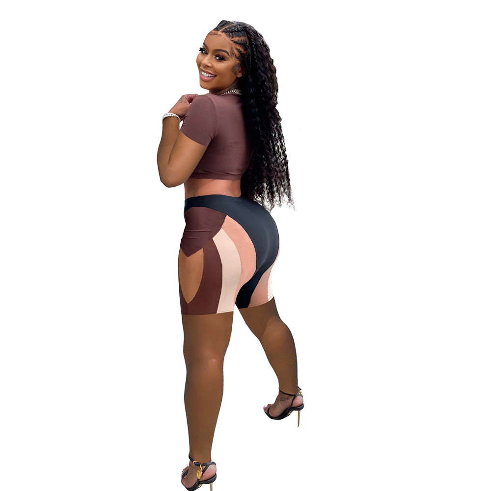 designer Wholesale Women Two Piece Sets Gym Skinny Womens Shorts and Crop Tops Casual Sporty Yogo Training Fitness Tracksuits 9392