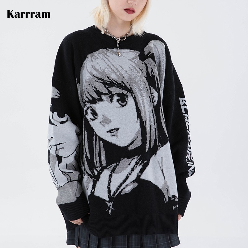 Men's Sweaters Karrram Hip Hop Streetwear Vintage Style Harajuku Knitting Anime Girl Knitted Death Note Pullover 230303, Black
Men's Sweaters Karrram Hip Hop Streetwear Vintage Style Harajuku Knitting Anime Girl Knitted Death Note Pullover 230303, Black