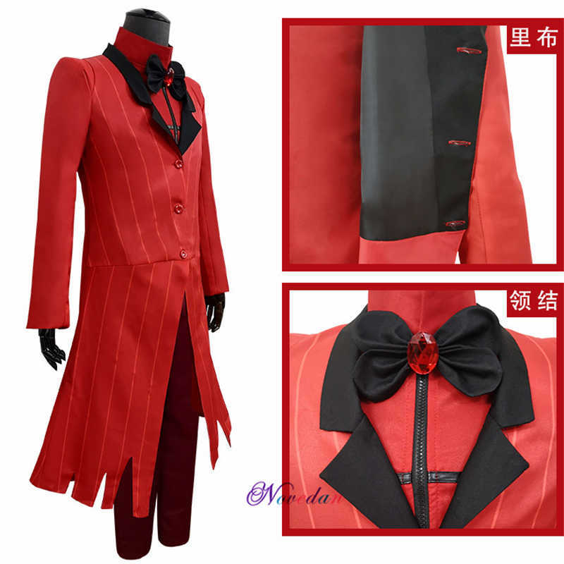 Anime Costumes ALASTOR Hazbin Hotel Cosplay Come Uniform Adult Men Women Party Halloween Carnival Christmas Comes Red Suit Clothes Set Z0301