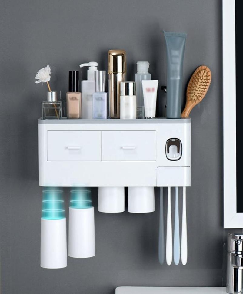 Magnetic Adsorption Toothbrush Holder Automatic Toothpaste Dispenser With Cups Wall Mount Storage Rack Bathroom Accessories Set Y26202613
Magnetic Adsorption Toothbrush Holder Automatic Toothpaste Dispenser With Cups Wall Mount Storage Rack Bathroom Accessories Set Y26202613