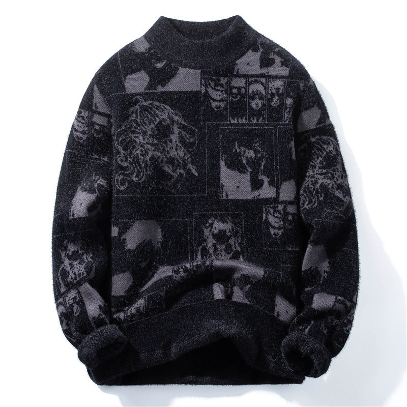 Men's Sweaters Sweater Men Anime Oversize Mens Jumper Long Sleeve Knit Pattern Harajuku Pullovers Male Clothes Gothic Clothing 230303
