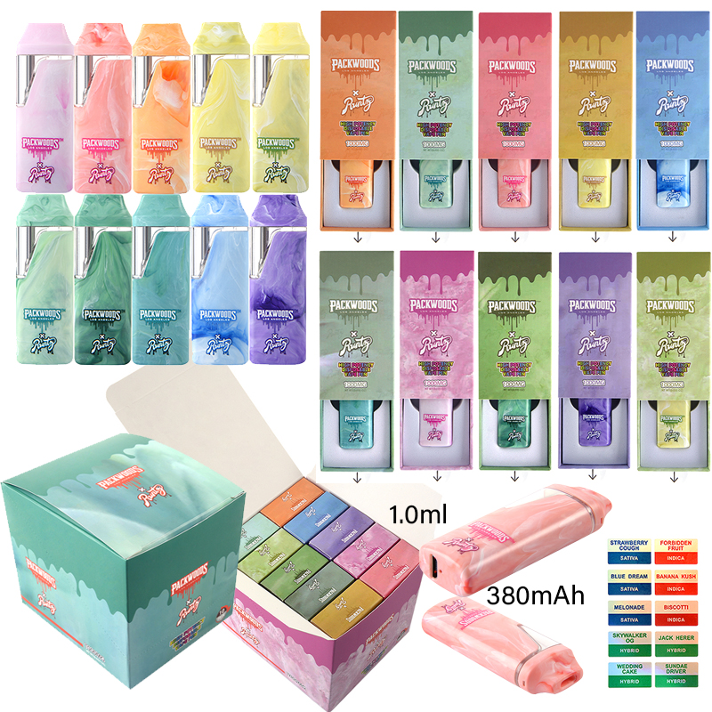 New Packwoods Runtz Runty 10 Strains Disposable Vape Pens E Cigarettes Empty Rechargeable Vape Desechable 1.0ml Device Pods 380mAh Battery Start Kits
New Packwoods Runtz Runty 10 Strains Disposable Vape Pens E Cigarettes Empty Rechargeable Vape Desechable 1.0ml Device Pods 380mAh Battery Start Kits